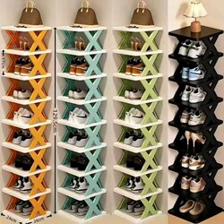 Foldable Narrow Shoe Rack for Entryway, Simple Multi-Layer Shoe Cabinet for Home Use, Space-Saving Shoe Storage Solution for Dormitory