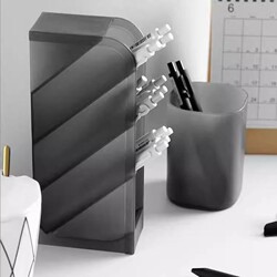 Transparent Slanted Pen Holder Storage Box Pen Rack Office Desktop Display Stand Marker Pen Student Large Capacity Stationery Extra-Large Acrylic Children's Girls Boys Small Items Makeup Multi-Layer