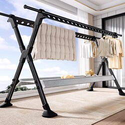 Floor-Standing Clothes Drying Rack for Home Use, Foldable Balcony Clothes Hanger, Indoor and Outdoor Clothes Hanging Rack, Retractable Clothes Drying Rack, Quilt Drying Tool