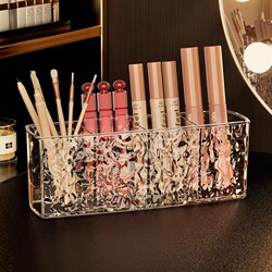 Makeup Brush Storage Tube Desktop Transparent Acrylic Pen Holder Mirror Cabinet Makeup Eyebrow Pencil Lipstick Organizer Cosmetics Organizer