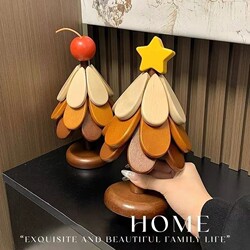 Christmas Tree Heat Insulation Mat, Creative Placemat, Table Coaster, Solid Wood Anti-Scalding and High Temperature Resistant Pot Mat, Sideboard Decoration