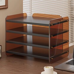 Desktop Bookshelf Storage Box Acrylic File Organizer Office Desk Storage Rack Multi-Layer Desktop Organizer