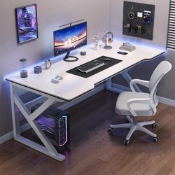 Computer Desk Desktop Home Bedroom Table and Chair Gaming Desk Work Table White Carbon Fiber Gaming Black