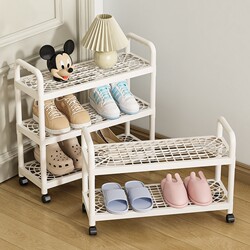 Simple Shoe Rack for Dormitory, Small Shoe Rack, Movable Multi-Layer Shoe Cabinet under the Table, Student Storage Organizer with Wheels