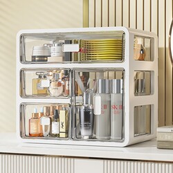 Multi-Layer Transparent Cosmetic Storage Box Desktop Dust-Proof Drawer Makeup Brush Lipstick Girly Storage Rack Dressing Table
