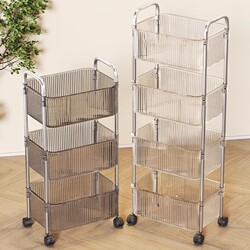 Storage Rack, Small Cart, Snack Organizer, Floor-Standing Mobile Storage Box, Multi-Layer Cosmetic Cabinet, Acrylic Kitchen High-Value Aesthetic Shelf