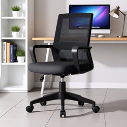 Office Chair, Comfortable for Long Sitting, Computer Chair, Home Office Staff Chair, Backrest Adjustable Swivel Chair, Plastic Load-Bearing