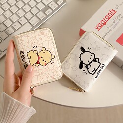 Cute Cartoon Card Holder for Women, Large Capacity, Multiple Card Slots, Driver's License Storage Bag, Coin Purse, Pacha Dog, Ultra-Thin and Compact