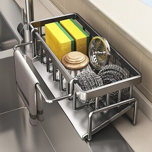 
Kitchen rack storage artifact faucet drain rack rag storage dishwashing sink supplies countertop bathroom