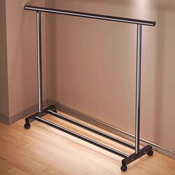 Clothes Drying Rack, Floor-Standing Clothes Rack, Indoor Clothes Drying Stand, Bedroom Retractable Mobile Double-Layer Rack