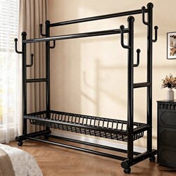 Simple Coat Rack, Clothes Hanger, Drying Rack, Floor-Standing, for Home Use, Bedroom, Balcony, Thickened, Indoor, Movable Clothes Rack