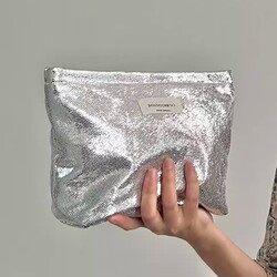 New Style Flashing Clutch Bag, Large Capacity Toiletry Bag, Travel Storage Bag, Organizer Bag, Portable Pink and Silver