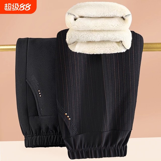 Winter plus pants thickened lady casual pants autumn and winter large size middle -aged and elderly women wearing straight pants warm cotton pants