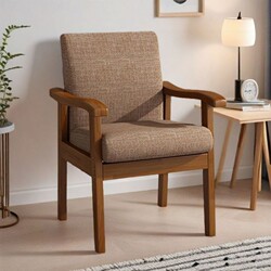 Solid Wood Sofa Chair with Armrests, Desk Chair, Home-Use Backrest Chair, Mahjong Chair, Elderly Chair, Dining Chair, Long-Sitting Chair for Bedroom