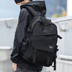Backpack School Bag for Junior High School Students, Men's Backpack, Casual and Versatile, Large Capacity, for College Students, Women and Men, Black, Waterproof and Stain-Resistant