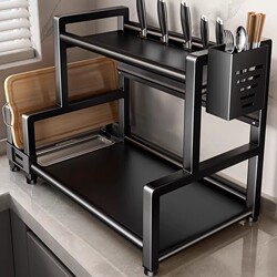 Kitchen Storage Rack Chopsticks Knife Holder Countertop Condiment Oil Salt Sauce Vinegar Storage Rack Multi-Layer Seasoning Rack Storage Rack