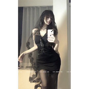 
Fat mm pure lust sexy black V-neck lace dress