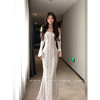 Fat mm pure desire style one-shoulder lace strapless dress