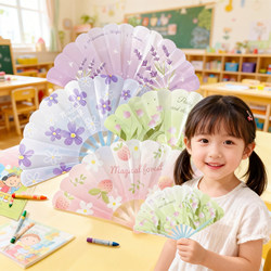 Summer Household Cartoon Folding Fan for Children, Easy to Open and Close, Portable Hand-Held Fan, Cute Girly Folding Plastic Fan