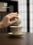 Khoảng sân nhỏ đáp ứng bộ ấm trà Ru Kiln Gaiwan Kung Fu cao cấp. Một bát trà Sancai duy nhất có thể mở ra để trồng trà sứ. chén khải tử sa chén khải uống trà 