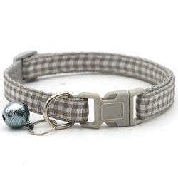 Pet Collar Cat and Dog Bell Collar Checkered Style Adjustable Decorative Collar Small Pet Neck Collar