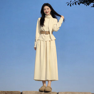 
2026 new style small fragrant knitted dress for women spring high-end and good-looking slimming suit long skirt