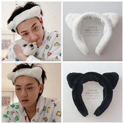 Huang Ziyu's Same Cat Ear Headband for Women's Face Wash Non-Slip Autumn and Winter Plush Headband Furry Headband Wide Cute Headwear
