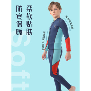 
3MM children's wetsuit split long-sleeved thickened wetsuit for girls swimming cold-proof men's swimsuit to keep warm and sunproof