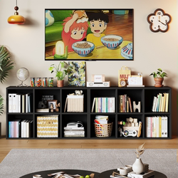 Bookshelf, Floor-Standing Storage Rack, Bookcase, Storage Cabinet, Integrated Wall-Mounted Reading Area, Display Cabinet, Storage Cabinet, Living Room Grid Cabinet