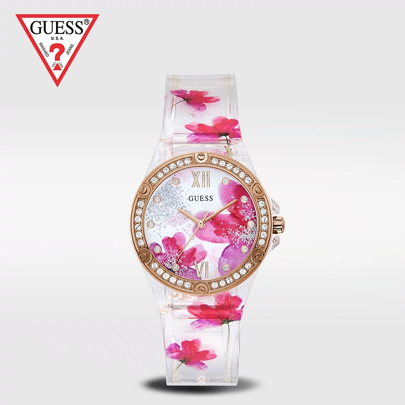 【新品】GUESS手表优雅碎花图案时尚轻奢气质石英腕表手表女小众-Taobao