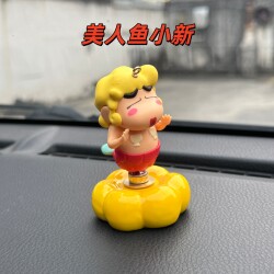 Mermaid Crayon Shin-Chan Car Ornament Jingdezhen Ceramic Spinning Shin-Chan Quirky Creative Car Dashboard Decoration