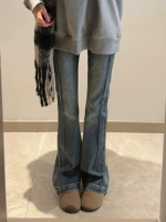 Осенние штаны, ретро мегафон, высокие приталенные джинсы, 2023