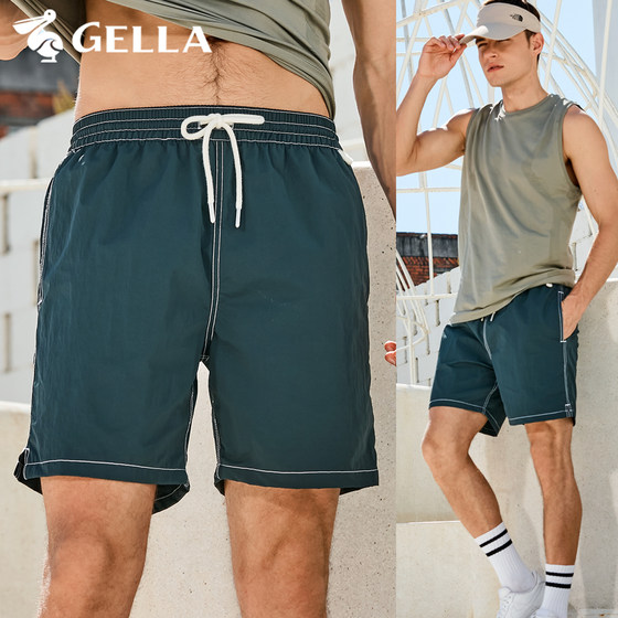 Gella's new summer men's shorts wear sports fitness running quarter pants quick-drying belt lined beach pants