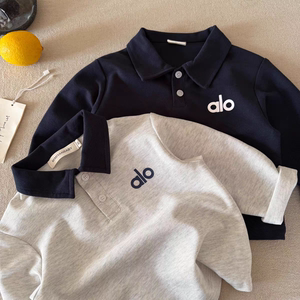 
Pure cotton boys' lapel POLO shirts for spring and autumn children's baby long-sleeved T-shirts, fashionable and versatile bottoming tops