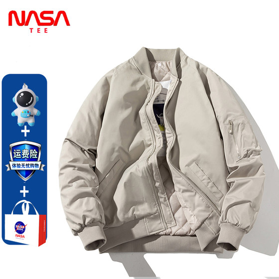 NASA autumn and winter coat cotton jacket Japanese retro tide brand loose pilot jacket men's and female couple baseball uniforms