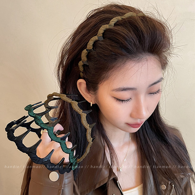 Sweet new wavy hairband for women, face wash, non-stuck, fluffy texture, toothed comb, anti-slip headband, design hairpin