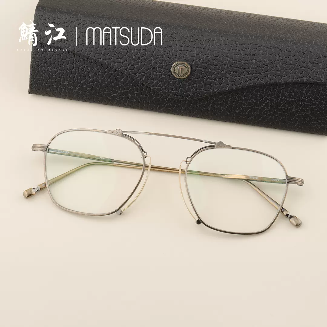 MATSUDA松田眼镜圆形日本手工超轻钛无鼻托雕花复古男女镜架M3129 