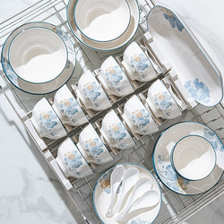 Dish Set for Home Use 2025 New Model Jingdezhen High-Value Tableware Simple Ceramic Bowls and Plates Chopsticks Housewarming Bowl Set