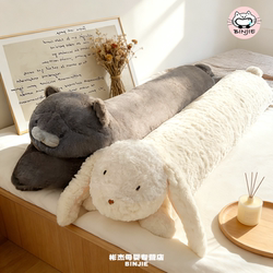 Long Body Pillow for Girls, Blue Cat Plush Toy, Cute Rabbit Leg-Hugging Pillow, Removable and Washable Doll, Sofa and Bed Cushion