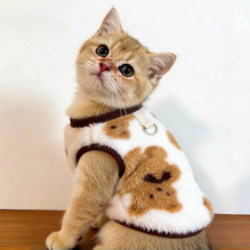 Cat Clothes for Autumn and Winter, Warm and Tractionable Vest, Golden Gradient Ragdoll Kitten Pet Puppy Anti-Shedding Vest