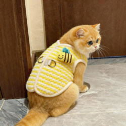 Cat Clothes for Autumn and Winter, Cute Bee Vest with Leash, Suitable for British Shorthair, Ragdoll, and Other Pets, Warm Vest for Dogs