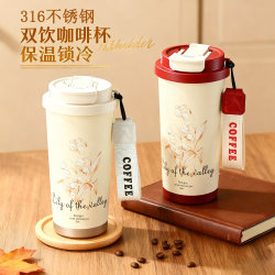 Stainless Steel Thermos Cup for Women, High-Looking 2025 New Model Coffee Cup, Special Water Cup for Men, Straw Student Cup