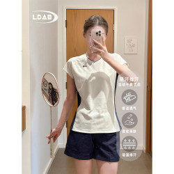 Lindian White Badminton Suit for Women, New Quick-Drying Clothing, Running Sports, Table Tennis Short-Sleeved T-Shirt Top and Shorts