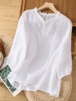 Элитный бюстгальтер-топ, летняя одежда для матери, летняя футболка с коротким рукавом, из хлопка и льна, в западном стиле