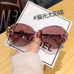 New Polarized Sunglasses, Sun Protection, Uv Protection, High-End Metal Sunglasses, Fashionable Diamond-Encrusted, Light Luxury, Slimming and Trendy Style