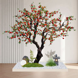 Simulated Pomegranate Tree Indoor Large-Scale Green Plant Decoration for Living Room, Hotel, Restaurant, Shopping Mall, and Window Display