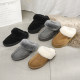aUGGh fur slippers for women wearing 2024 winter new style Baotou semi-torched snow boots non-slip men's drag UGG