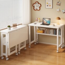 Folding Table, Movable Desk, Small Household Computer Desk, Bedroom Bedside Table, Simple Study Table, Work Desk, Lazy Person's Office Desk, Foldable Small Table, Multifunctional Thickened Computer Desk
