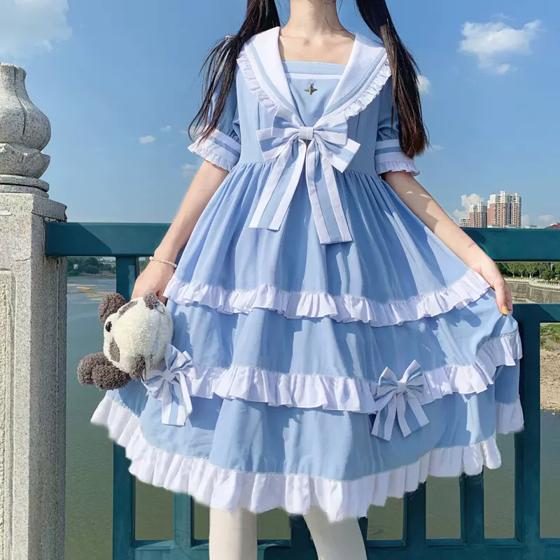 绝美奶fufu公主女童连衣裙夏季女学生学院风洛丽塔lolita蛋糕裙子-Taobao