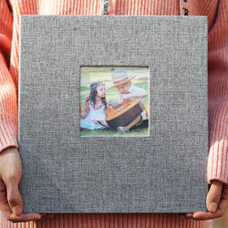 Fabric Window-Type DIY Handmade Photo Album Self-Adhesive Laminated Commemorative Album Couple's Growth and Love Commemorative Album